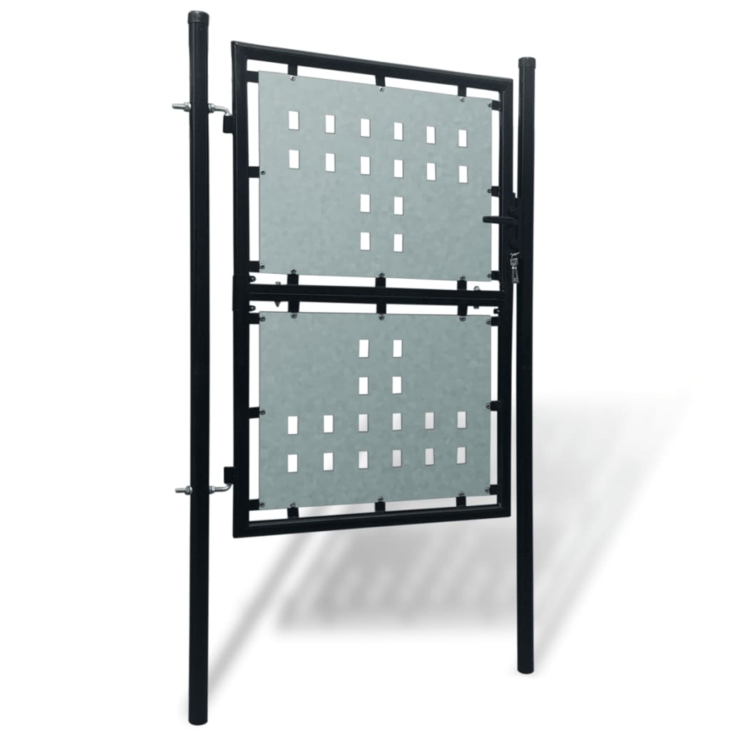 Poartă de gard cu o ușă, negru, 100×225 cm