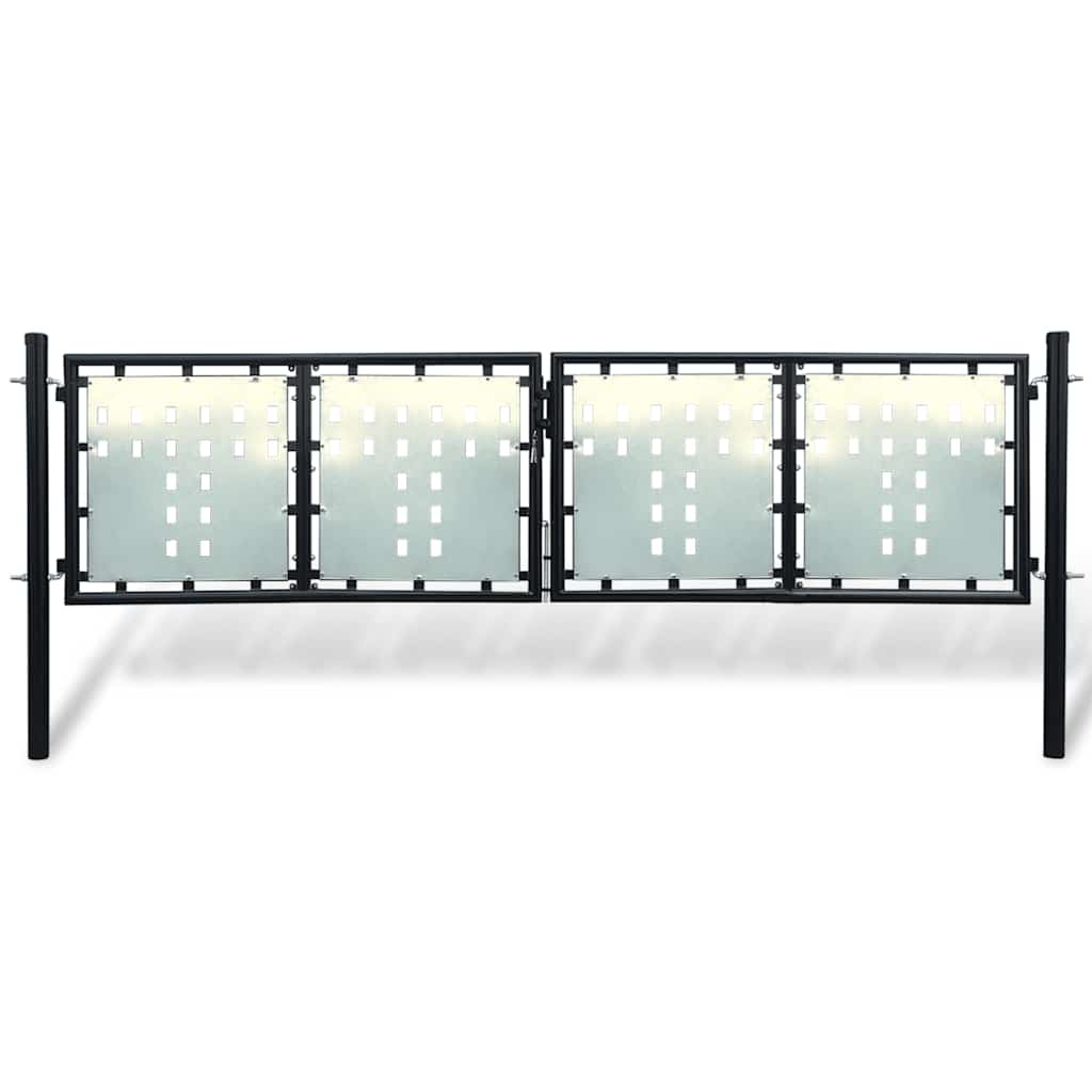 vidaXL Poartă de gard cu o singură ușă neagră, 300x75 cm