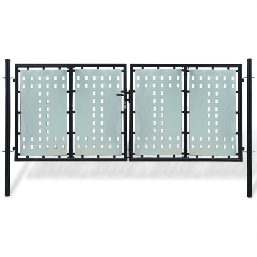 vidaXL Poartă de gard cu o ușă, negru, 300×175 cm vidaXL imagine 2022 1-1.ro