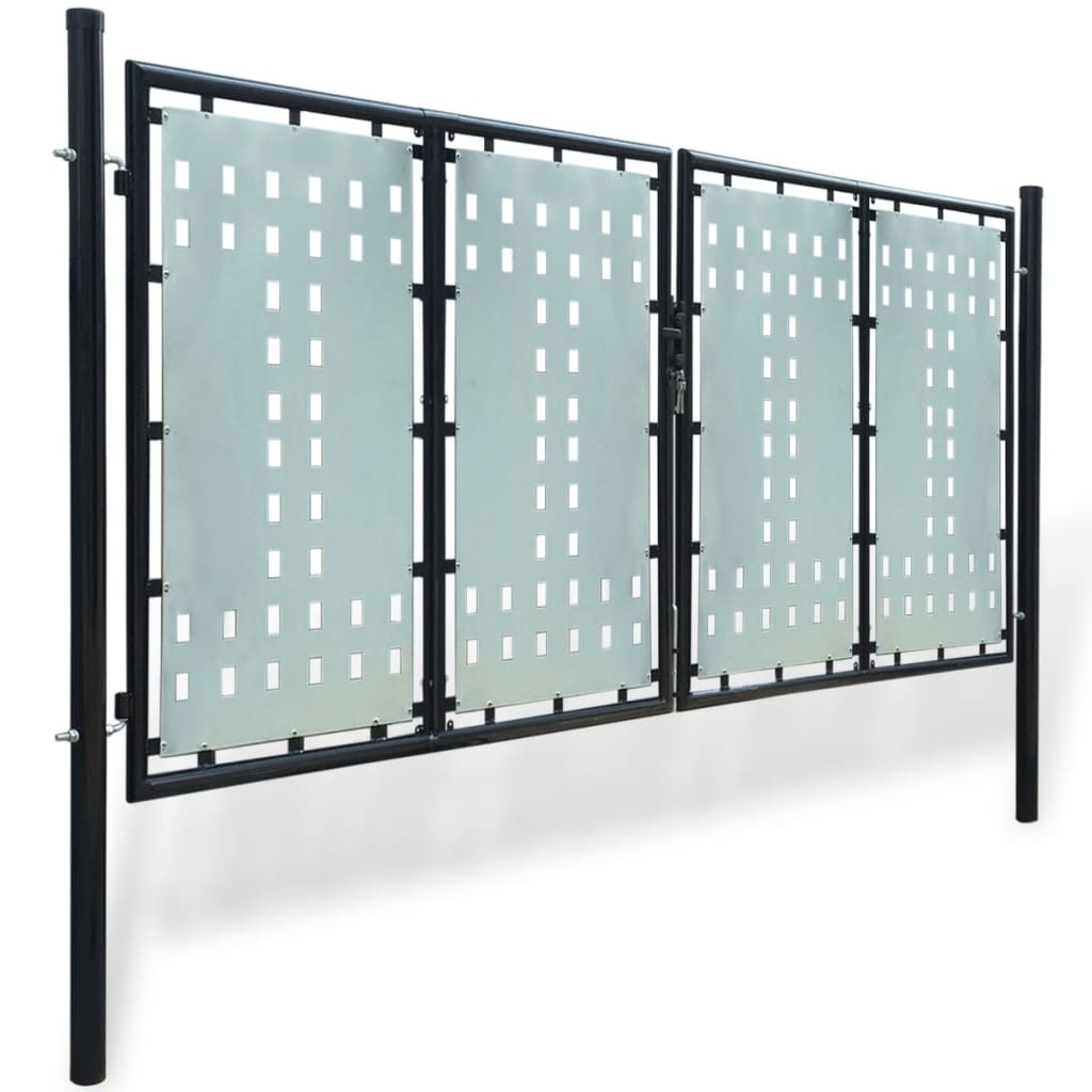 vidaXL Čierna jednokrídlová plotová brána 300x175 cm
