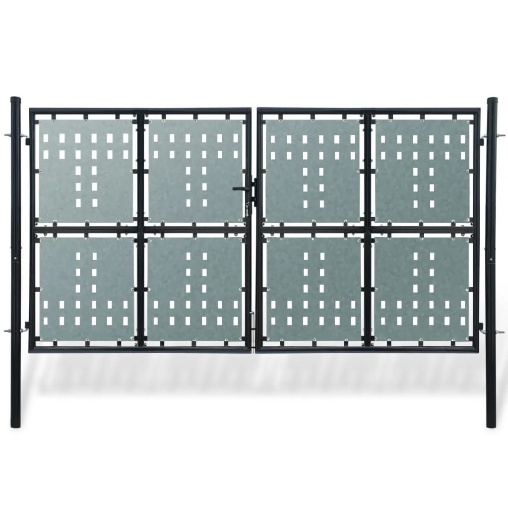 vidaXL Poartă de gard cu o ușă, negru, 300×200 cm vidaXL