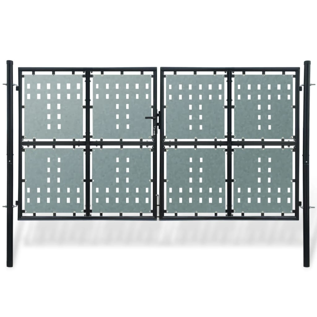 vidaXL Poartă de gard cu o ușă, negru, 300×250 cm 300x250