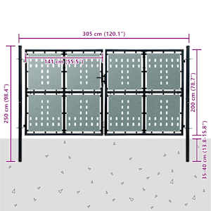 Černá jednokřídlá plotová branka 300 x 200 cm - obrázek 5