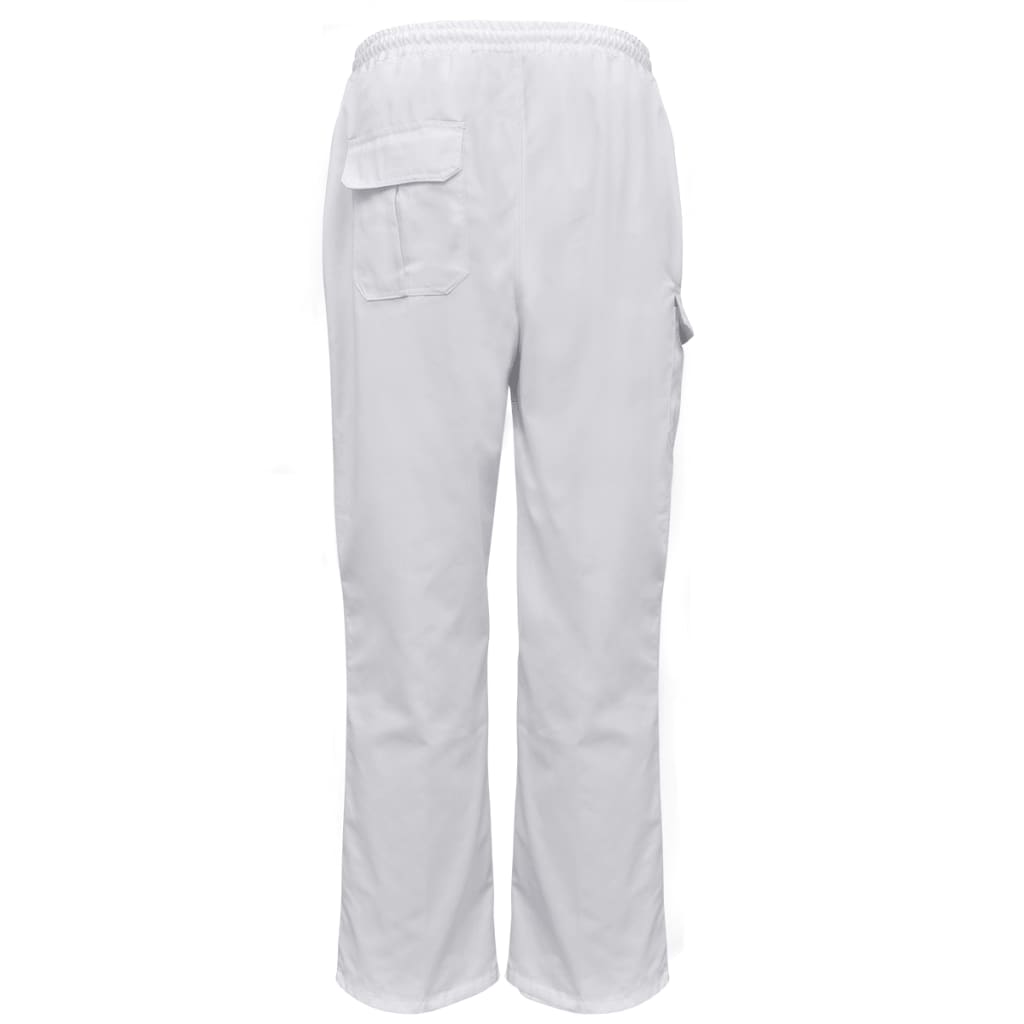 2 pantalons de cuisine blancs avec taille élastiquée et cordon M