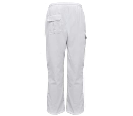 2 pcs White Chef Pant Stretchable Waistband with Cord Size L