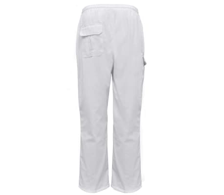 2 pantalons de cuisine blancs avec taille élastiquée et cordon XL