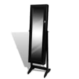 vidaXL Free Standing Jewelry Cabinet with Mirror Black