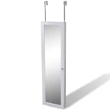 vidaXL Wall Jewelry Cabinet with Mirror and 2 Door Hangers White