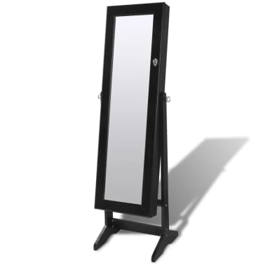 Vidaxl Free Standing Jewelry Cabinet With Led Light And Mirror