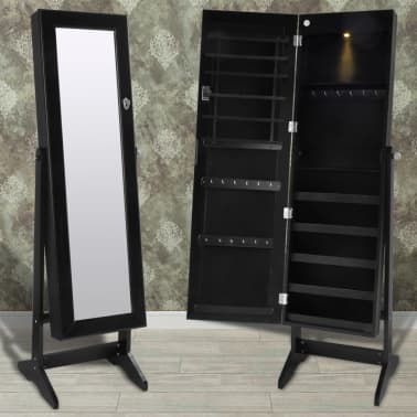 Vidaxl Free Standing Jewelry Cabinet With Led Light And Mirror