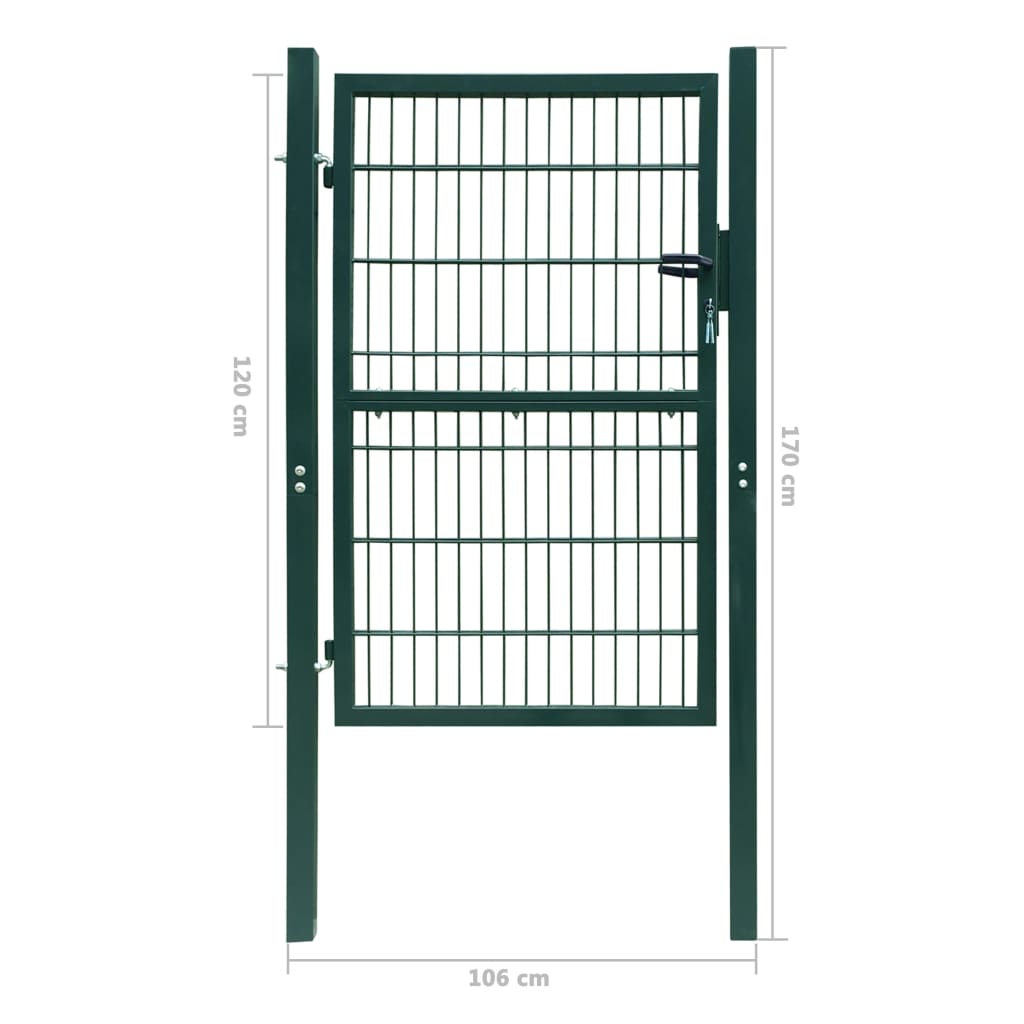 Zöld 2D kerítéskapu (egyetlen panel) 106 x 170 cm 