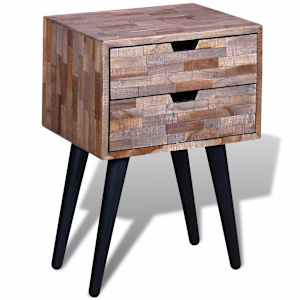 Nočna omarica z 2 predaloma iz predelane tikovine