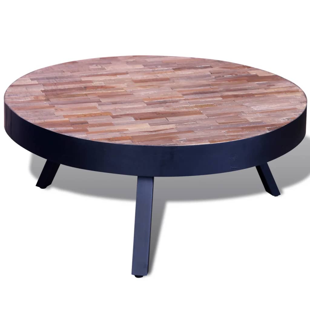 Petrashop  Konferenční stolek kulatý recyklované teakové dřevo