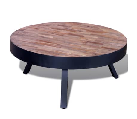 vidaXL Coffee Table Round Reclaimed Teak Wood | vidaXL.com.au