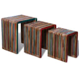 Wood Nesting Tables Colourful Reclaimed Teak Set of 3