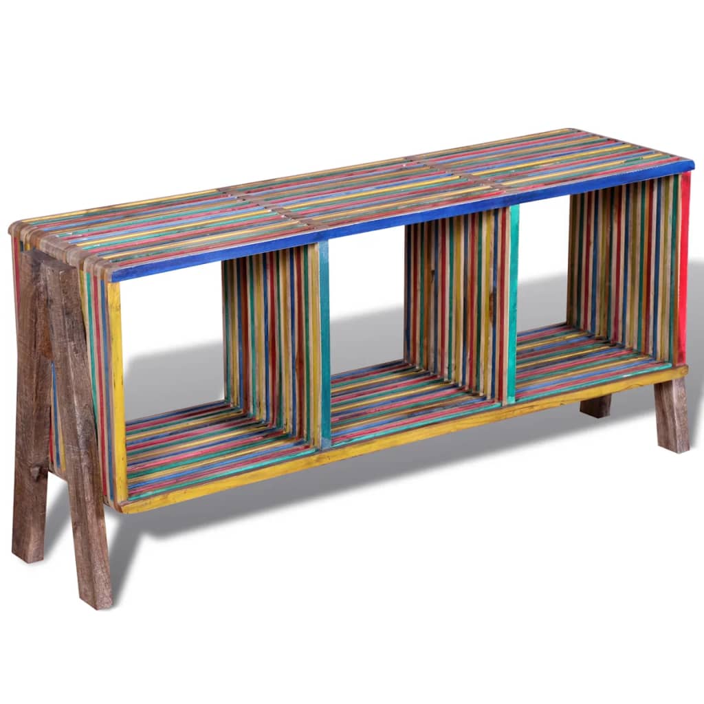 vidaXL TV Stand with 3 Shelves Stackable Reclaimed Teak Colorful