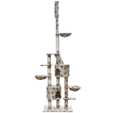 Cat Tree Cuddles XL 90" - 102" Beige with Paw Prints Plush