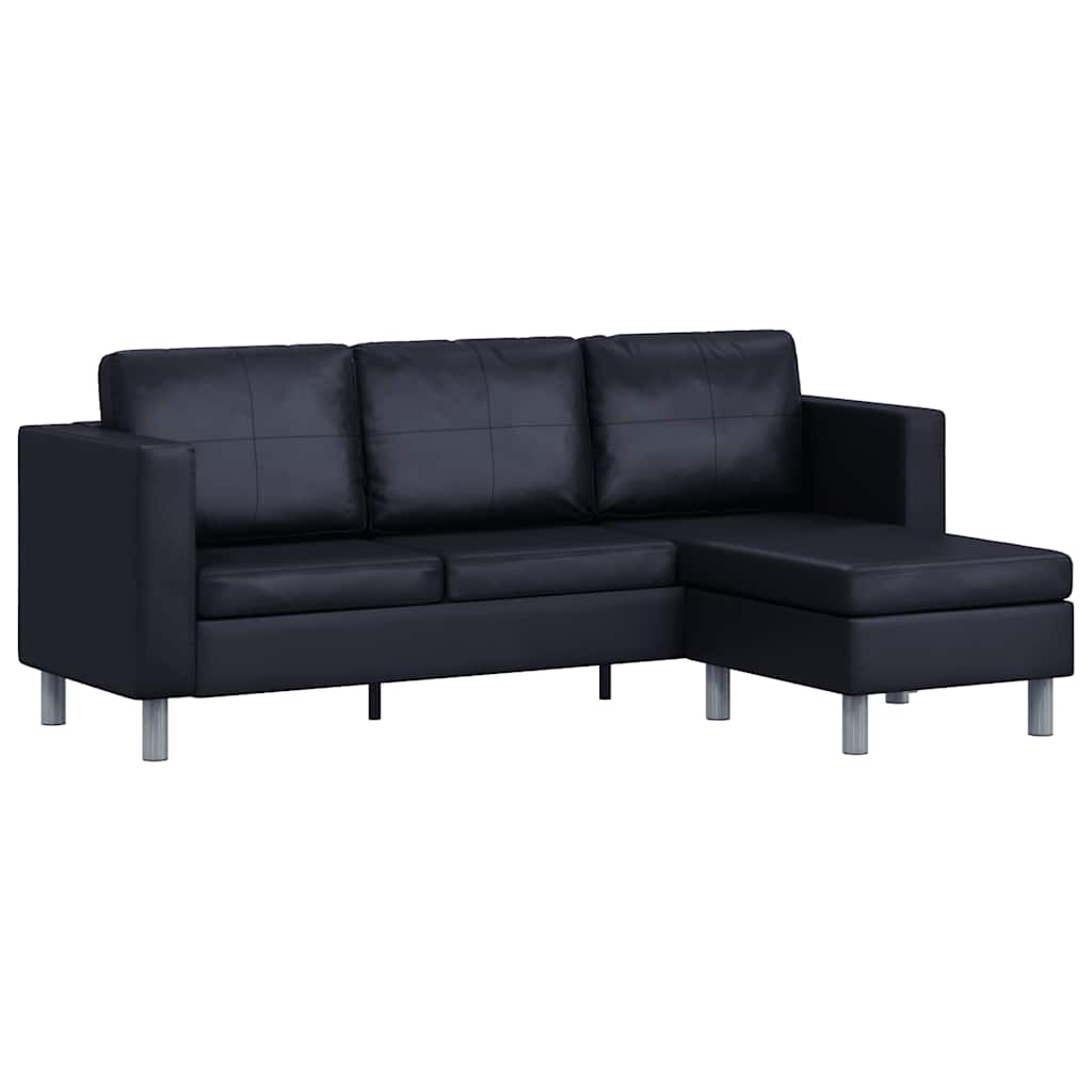 Thumbnail - vidaXL L-förmiges Sofa 3-Sitzer Kunstleder Schwarz
