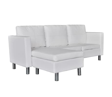 vidaXL Sofa 3er L-Form Ledersofa Ecksofa Couch Wohnlandschaft Schwarz//Weiß