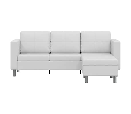 vidaXL Sestavljeni kavč trosed umetno usnje bele barve