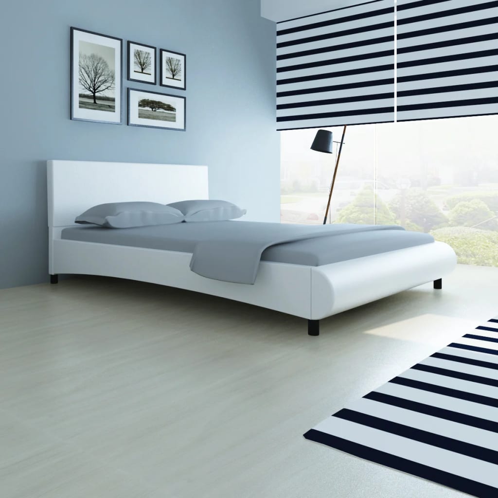 vidaXL sengestel hvid kunstlæder 140 x 200 cm