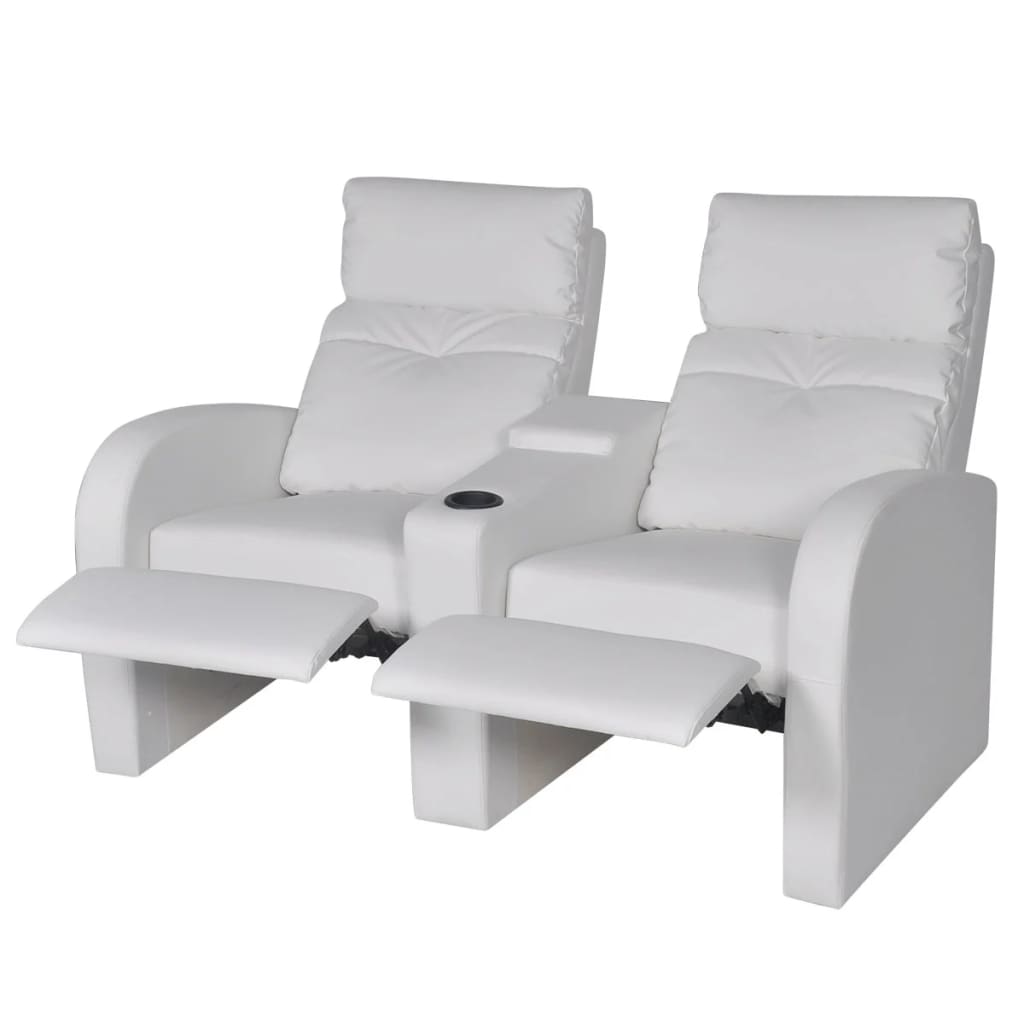 

vidaXL Dubbele relaxfauteuil met middenleuning kunstleer wit