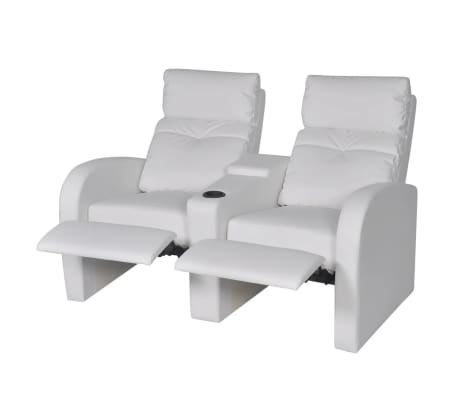 vidaXL Recliner 2-seat Artificial Leather White