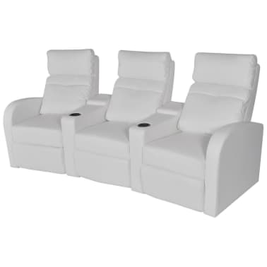 Fauteuil à 3 Cuir Blanc inclinable synthétique vidaXL places Ok8nw0P