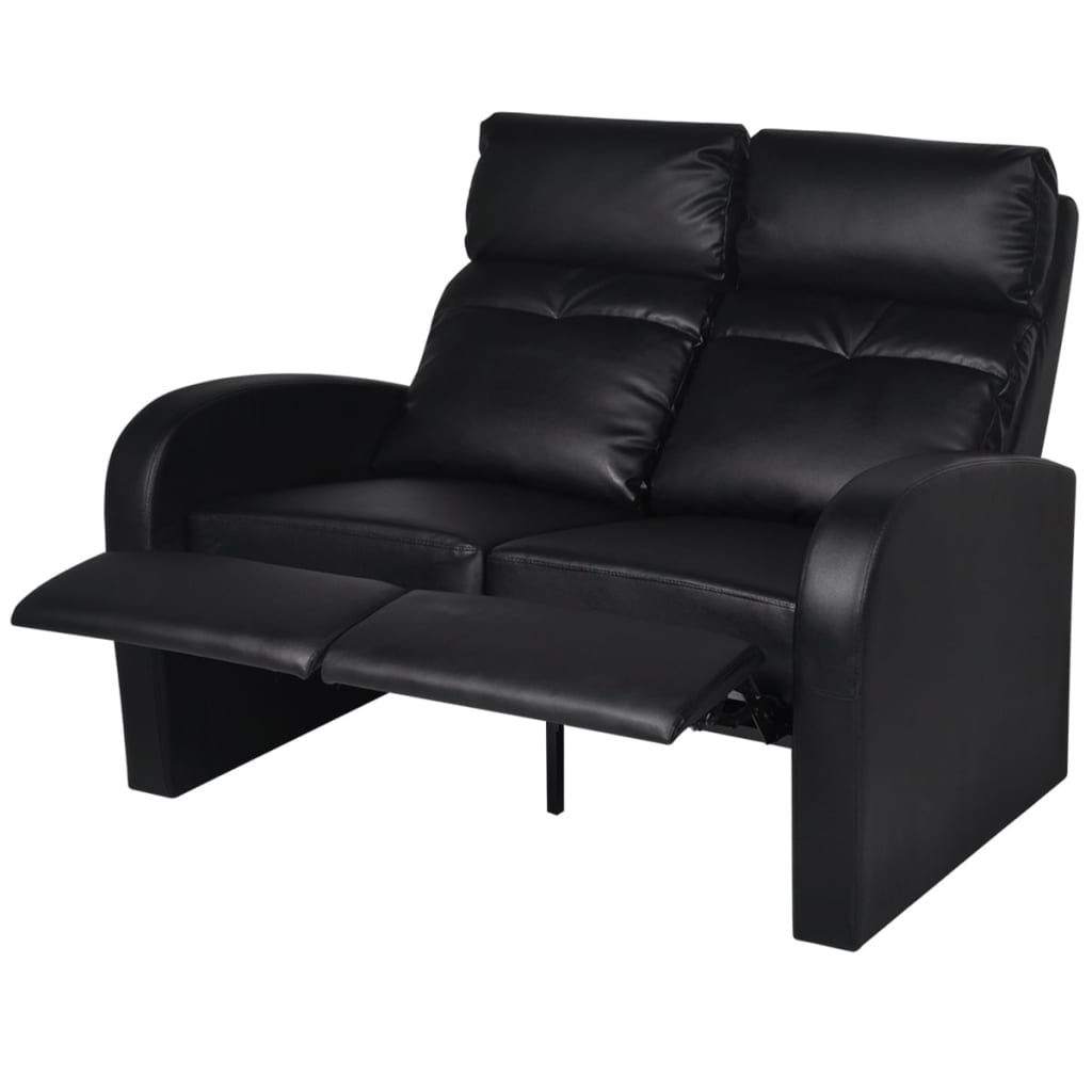 vidaXL Dubbele relaxfauteuil zonder middenleuning kunstleer zwart afbeelding