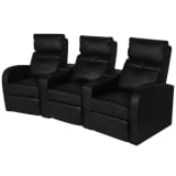 vidaXL Fauteuil inclinable à 3 places Cuir synthétique Noir