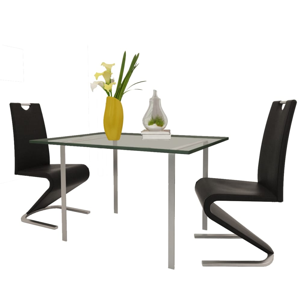 vidaXL Dining Chairs 2 pcs Black Faux Leather