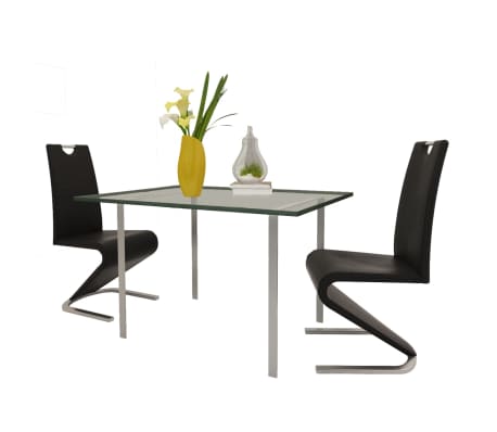 vidaXL Dining Chairs 2 pcs Black Faux Leather