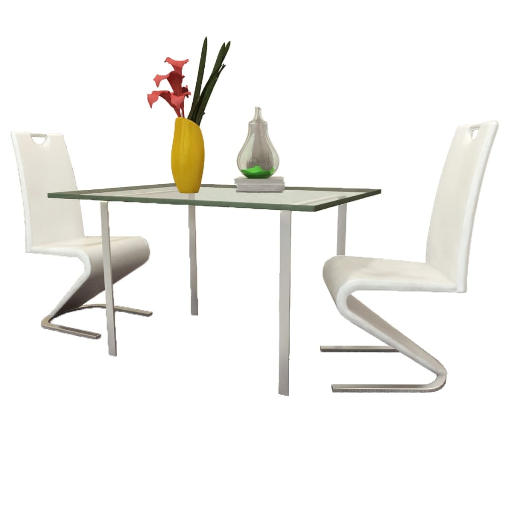 vidaXL Dining Chairs 2 pcs White Faux Leather