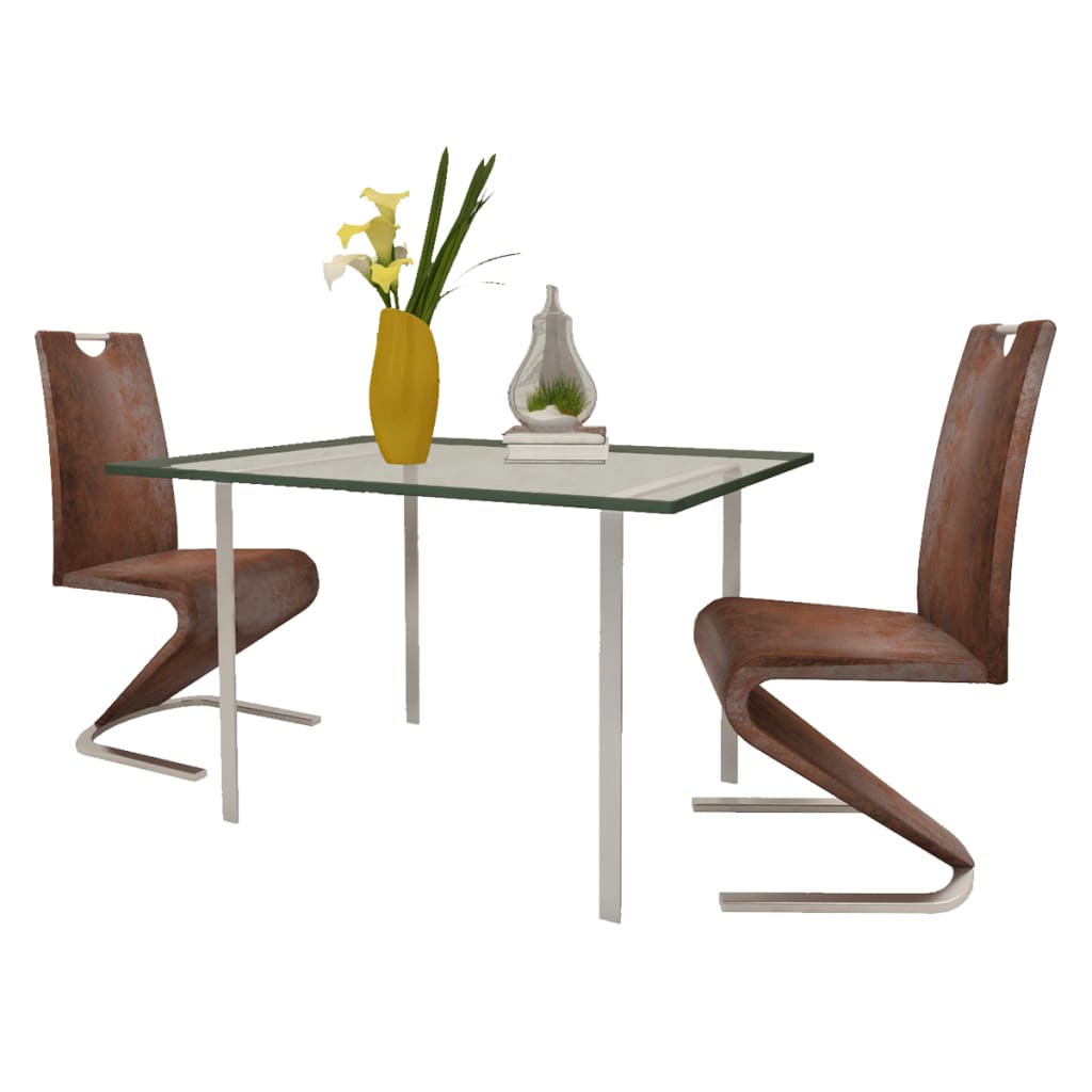 vidaXL Dining Chairs 2 pcs Brown Faux Leather