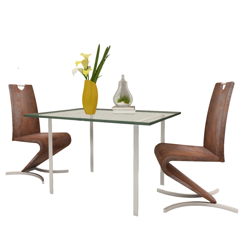 vidaXL Dining Chairs 2 pcs Brown Faux Leather