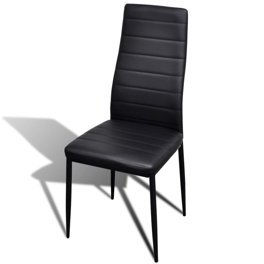 vidaXL Dining Chairs 4 pcs Black Faux Leather