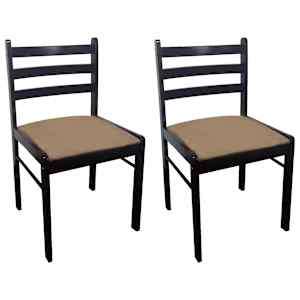 Jedilni stoli 2 kosa rjavi iz trdnega kavčukovca in žameta - slika 2