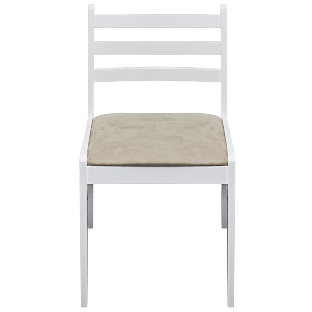  Jedálenské stoličky 4 ks, biele, kaučukový masív a zamat