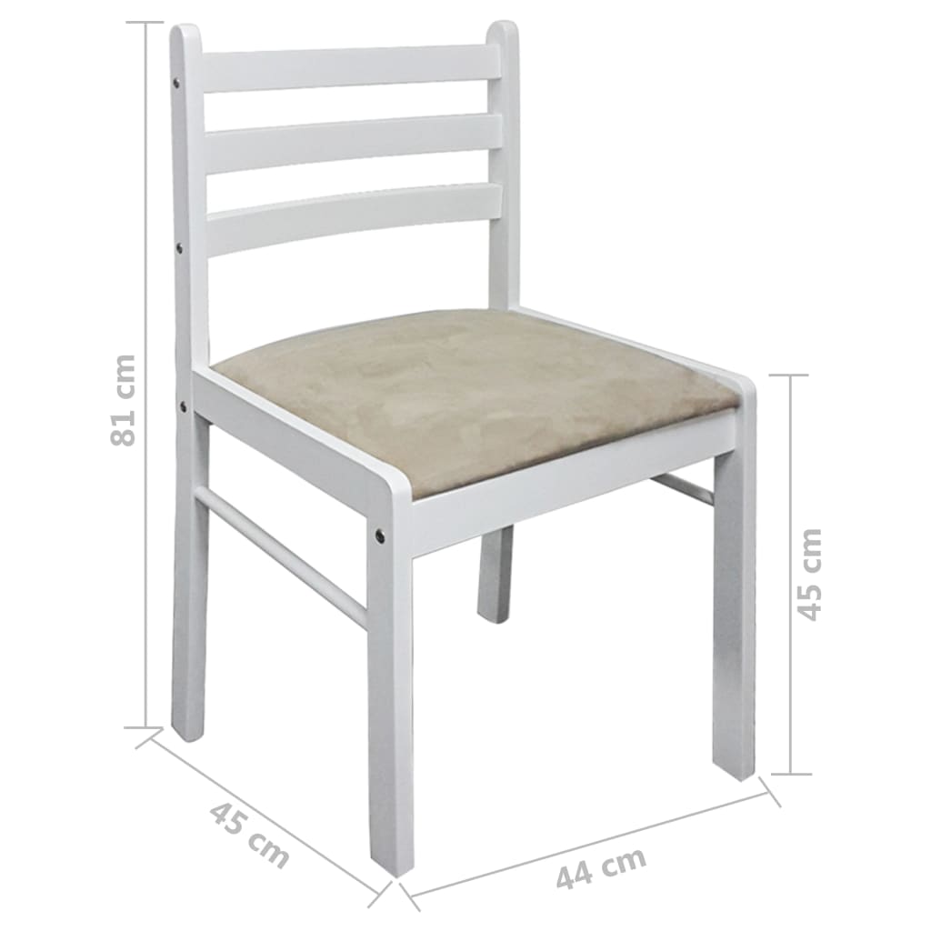  Jedálenské stoličky 4 ks, biele, kaučukový masív a zamat