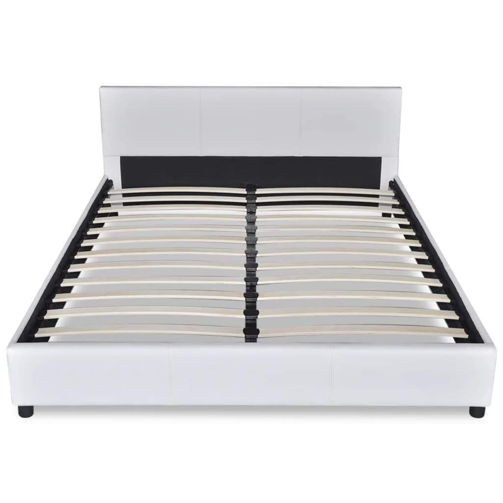 vidaXL Cadru de pat, alb, 160 x 200 cm, piele artificială
