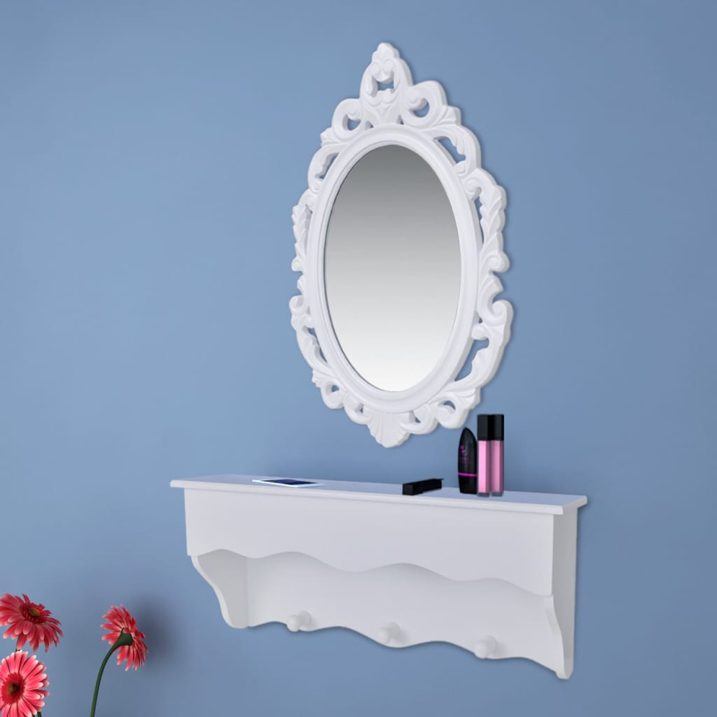 sienas atslēgu plaukts ar spoguli un pakaramajiem | Stepinfit.lv