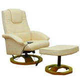 Electric Artificial Leather Massage Chair Cream with Footstool