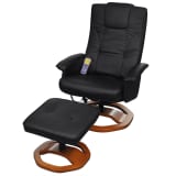 Electric Artificial Leather Massage Chair Black with Footstool