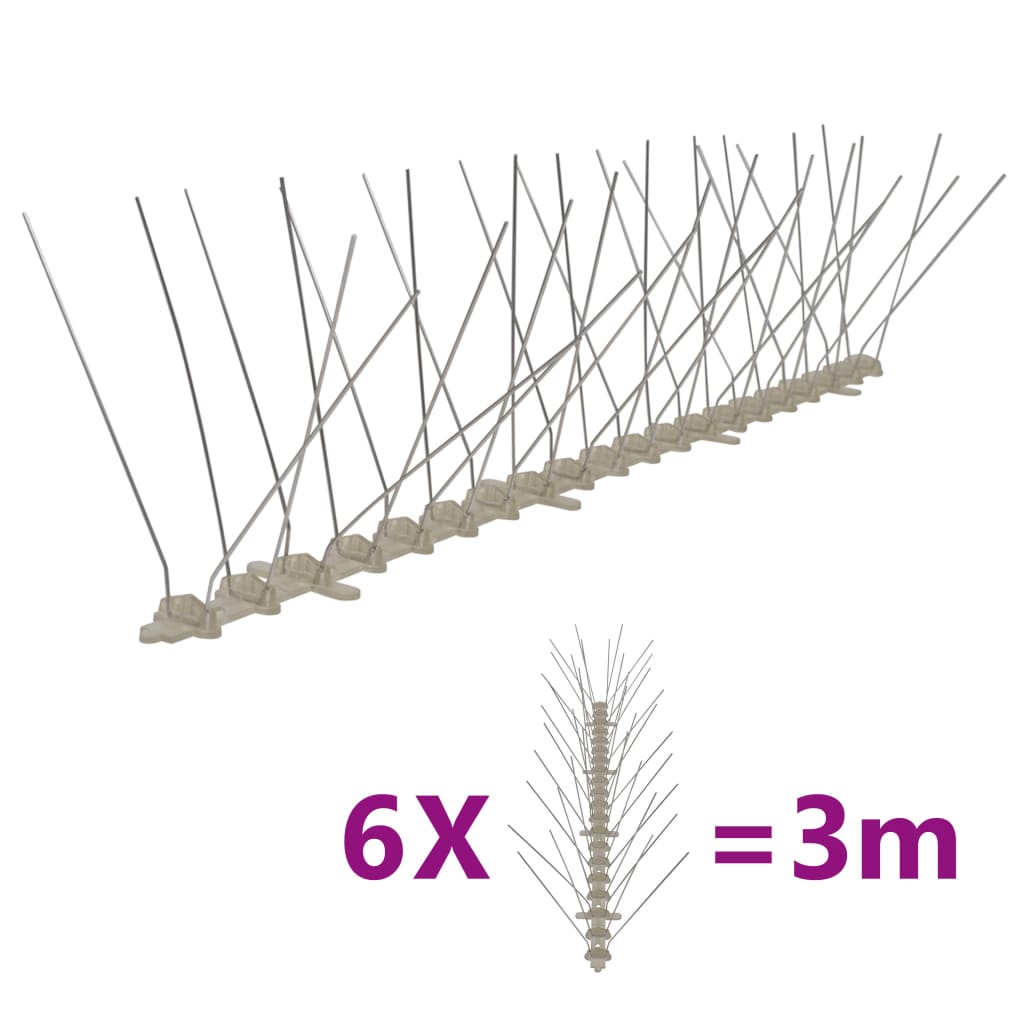 vidaXL 4-Riviset muoviset lintu- & kyyhkyspiikit 6-sarja 3 m