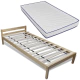 vidaXL Cama com colchão 90 x 200 cm madeira de pinho maciça