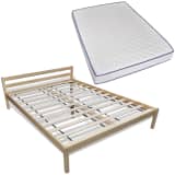 vidaXL Cama com colchão 140 x 200 cm madeira de pinho maciça