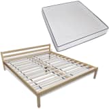 vidaXL Cama com colchão 180 x 200 cm madeira de pinho maciça