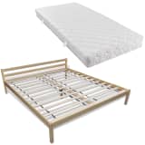 vidaXL Cama com colchão 180 x 200 cm madeira de pinho maciça