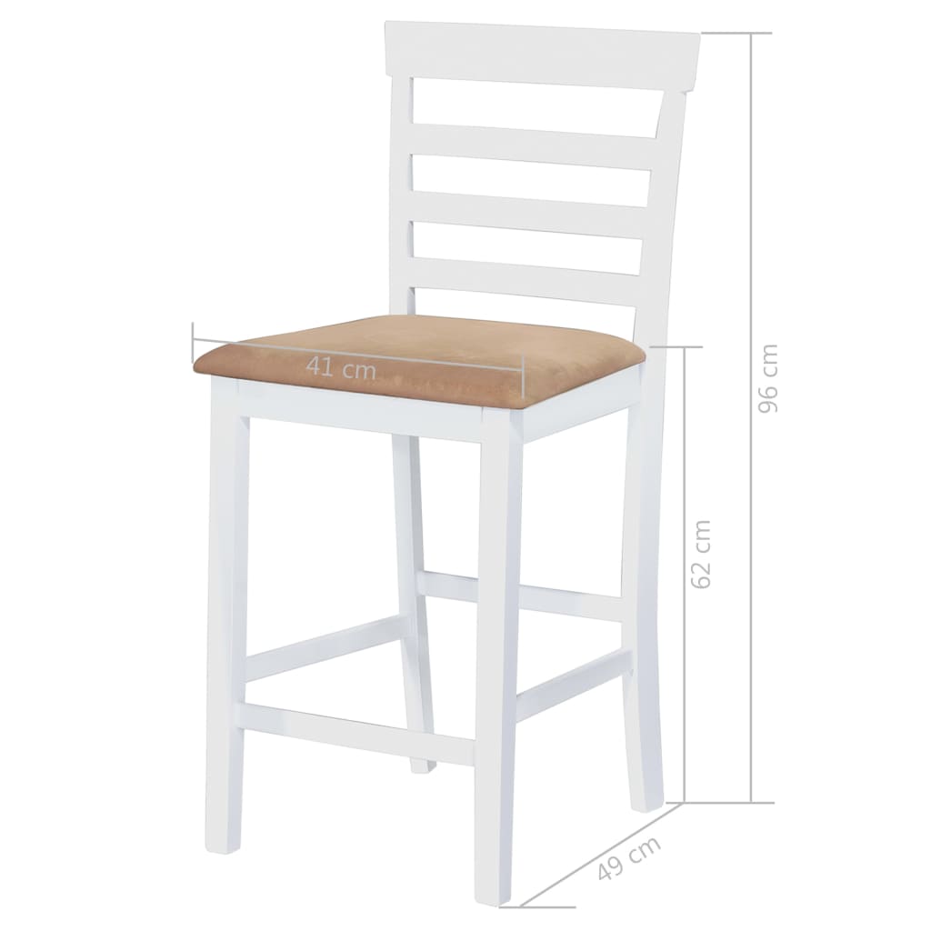 Bílý dřevěný barový stůl a 4 barové židle, set