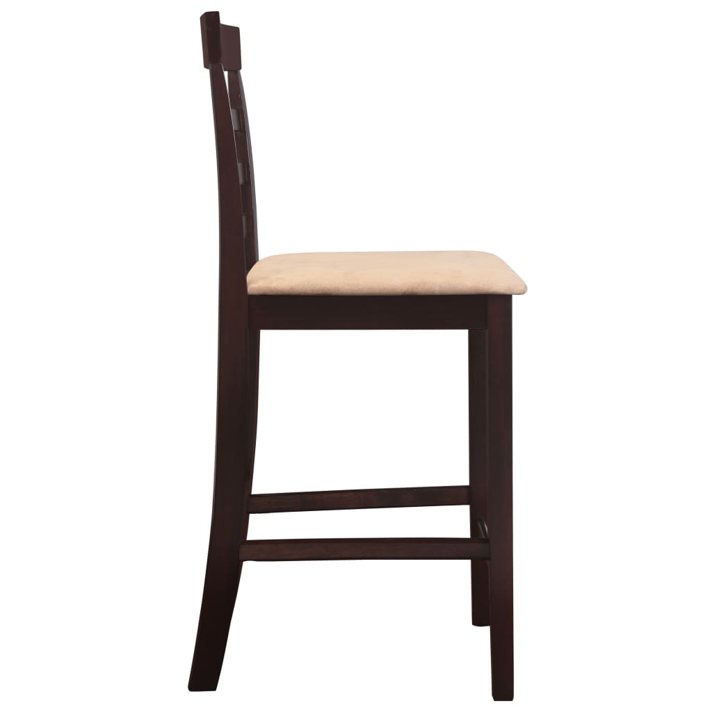 Hnědý dřevěný barový stůl a 4 barové židle, set